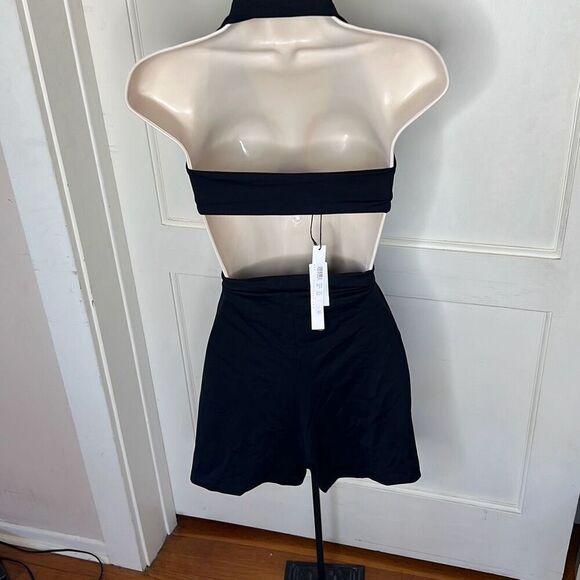 Susana Monaco Half Moon Cutout Halter Romper in Black NWT XS - Picture 6 of 6